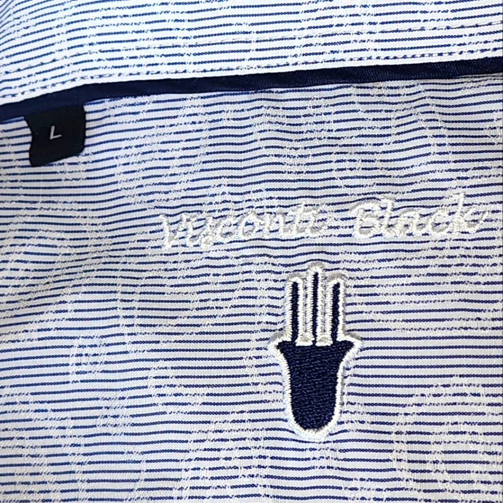 Visconti Men's Blue Stretch Stripe Paisley Long Sleeve Woven Shirt Size L - Picture 5 of 6